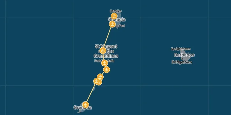 Saint Lucia to Grenada Itinerary